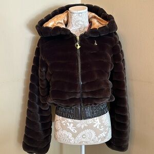 Classic Vintage Baby Phat Faux Fur Hooded Jacket! Sz L